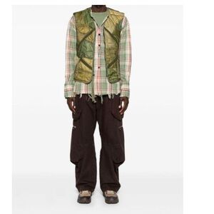 Greg Lauren
Men's Green Patchwork Padded Gilet